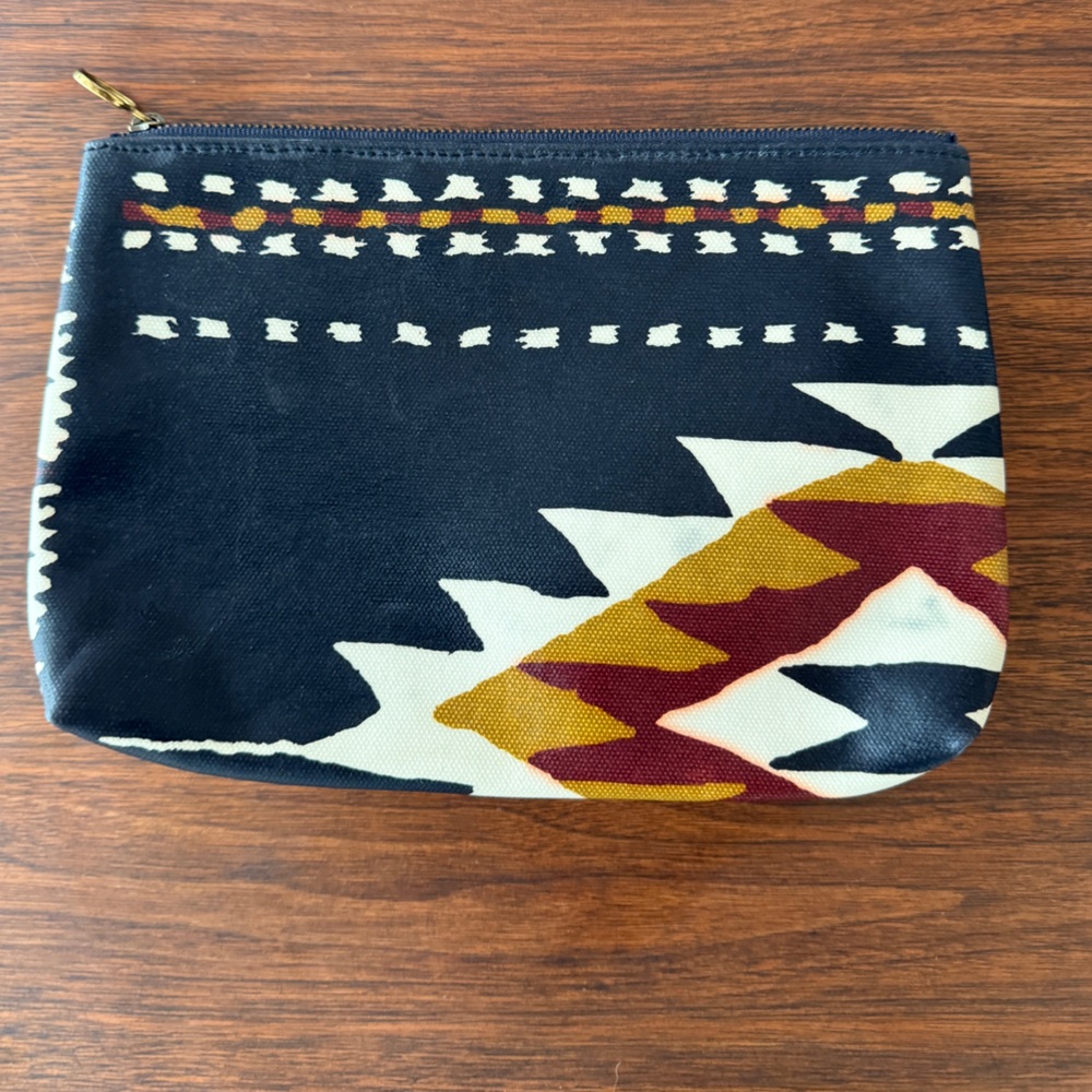 Madewell Black and Cream Geometric Pouch in Laminated Cotton